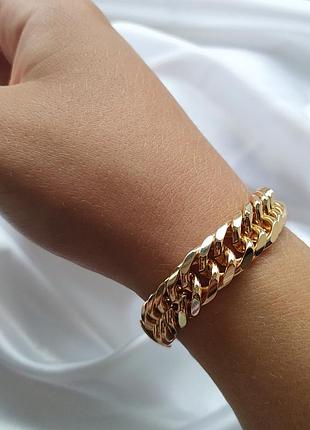 Массивный браслет из мед. золота, крупная цепь2 фото