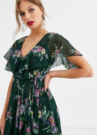 Нежнейшее шифоновое платье в цветы, изумрудное платье asos design lux2 фото