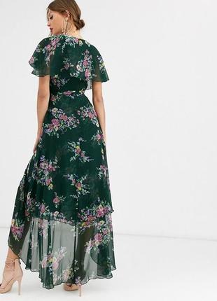 Нежнейшее шифоновое платье в цветы, изумрудное платье asos design lux4 фото