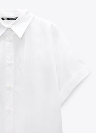 Белая оверсайз рубашка zara зара сорочка біла платье в наличии❣️❣️❣️7 фото