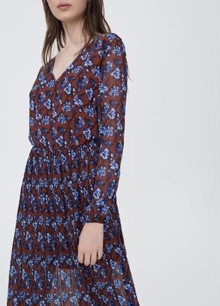 Платье в цветочек плисе длинное плиссированное