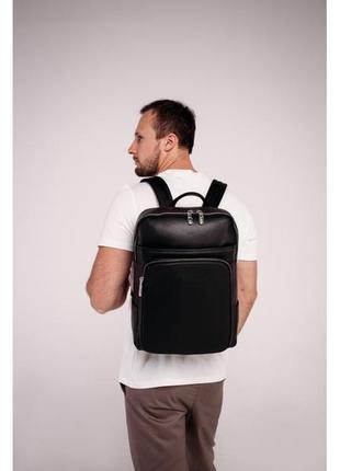 Кожаный рюкзак мужской классический деловой для документов а4, ноутбука тканевая спинка