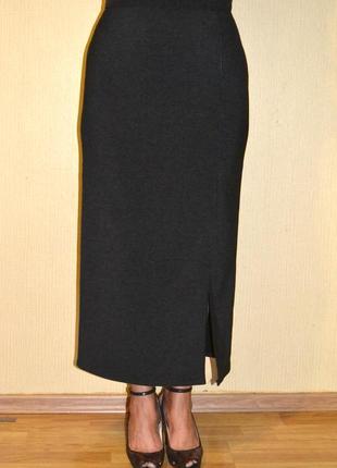 Длинная юбка ровная , классика, миди черная размер l2 фото