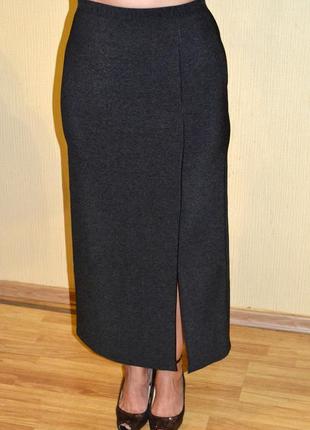 Длинная юбка ровная , классика, миди черная размер l4 фото
