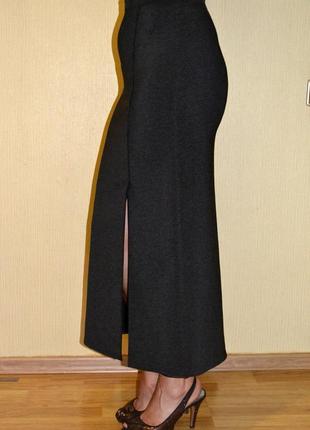 Длинная юбка ровная , классика, миди черная размер l5 фото
