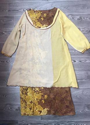 Подвійне сукня з бавовни і з вишивкою (xl)6 фото
