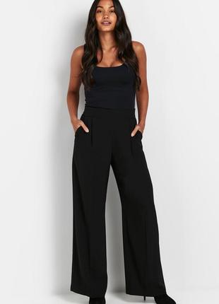 Брюки женские черные широкие штани жіночі чорні wallis petite black wide leg trouser р.м🇷🇴1 фото