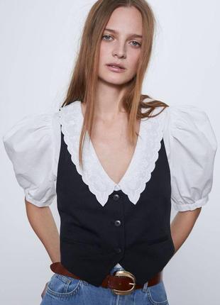 Блуза с воротником от house🌼💔, рубашка белая, блузка з комірцем, сорочка біла6 фото