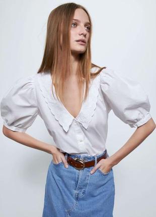 Бавовняна блуза з комірцем від house як zara