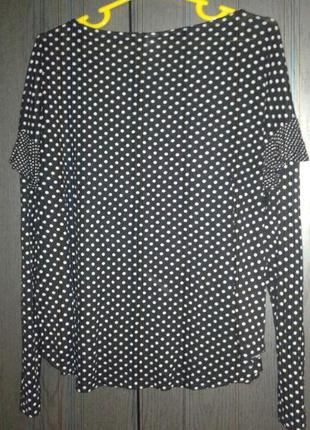 Яркая стильная легкая блузка  черного цвета в белый горошек h&m, размер xl-xxl.2 фото