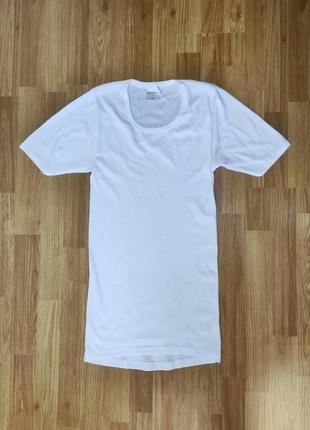 Мужская футболка удлиненная slim c&a белый хлопок