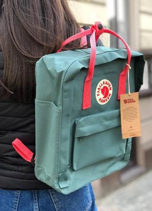 Рюкзак fjallraven kanken frost green-peach pink женский рюкзак канкен зеленый4 фото