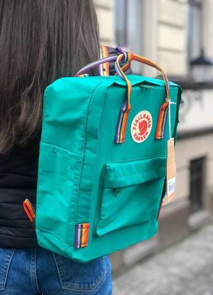 Рюкзак fjallraven kanken villa green rainbow м'ятний колір3 фото