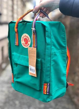 Рюкзак fjallraven kanken villa green rainbow м'ятний колір5 фото