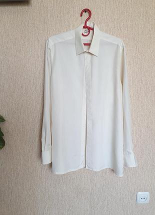 Винтажная шелковая рубашка pure silk, 100% шёлк1 фото