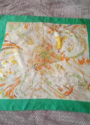 Интересный шелковый платок-картина в актуальной цветовой гамме1 фото