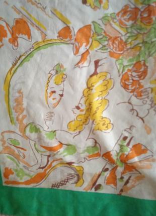 Интересный шелковый платок-картина в актуальной цветовой гамме5 фото
