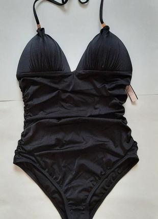 Новий чорний цілісний відрядний купальник victoria's secret оригінал р. s пуш-ап пушап утяжка шімер