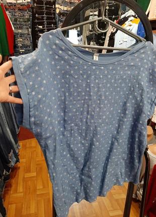 Голубая блузка футболка натуральная италия2 фото
