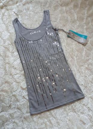 Сіра майка colin's (туреччина), з паєтками, розмір xs