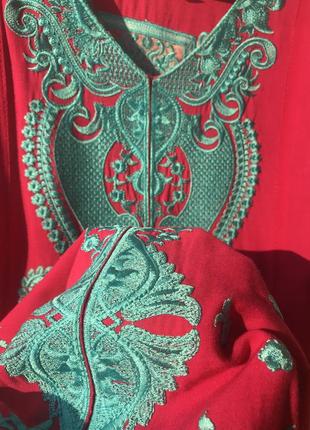 Мягкое хлопковое платье 👗 с вышивкой орнаментом3 фото