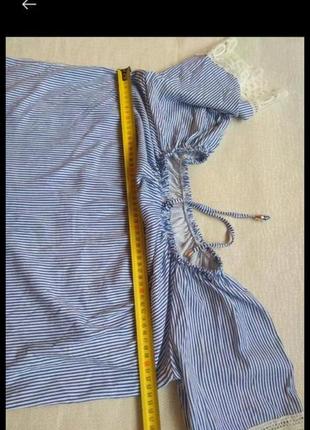 Полосатая блуза кофточка на плечах,летняя блуза в полоску9 фото