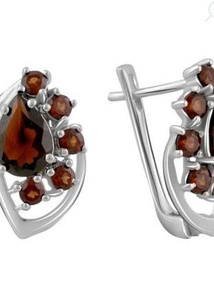 Срібні сережки з гранатом 3