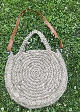 Дизайнерская эко-сумка из джута, ручная работа пляжная сумка, сумка шопер джут