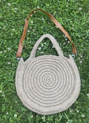 Дизайнерская эко-сумка из джута, ручная работа пляжная сумка, сумка шопер джут5 фото