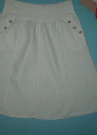 Белая льняная юбка, италия 46 р. m лен