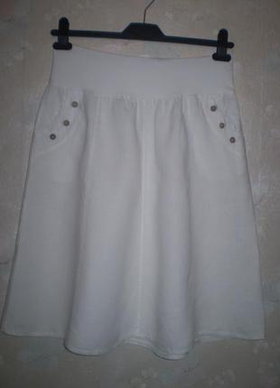 Белая льняная юбка, италия 46 р. m лен3 фото