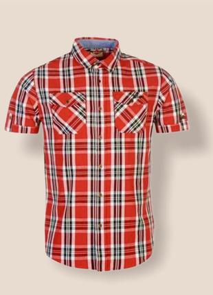 Рубашка lee cooper short sleeve check shirt mens red/black/whire