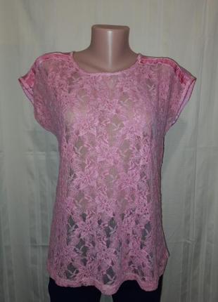 Блузка розового цвета , гипюровая. s - m
