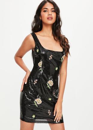 Шикарное платье missguided, вышивка на паетках, вышитое