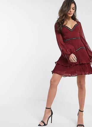 Шикарное платье asos design с контрастной окантовкой и плиссе!4 фото