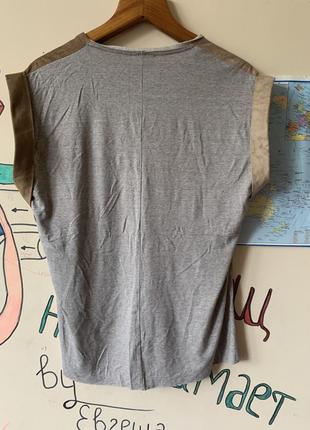 Нереальная футболка zara из замши и натуральной ткани4 фото