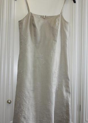 Платье летнее, сарафан, лен, laura ashley,с вышивкой