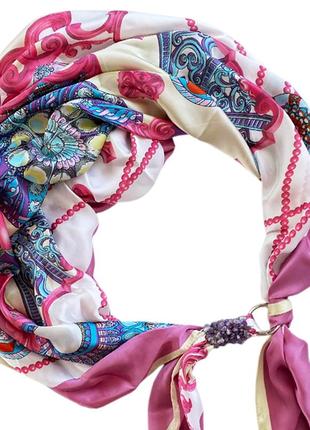 Шелковый шарф "розовый фламинго", атласный платок, шарф-колье, шарф-чокер, шейный платок2 фото