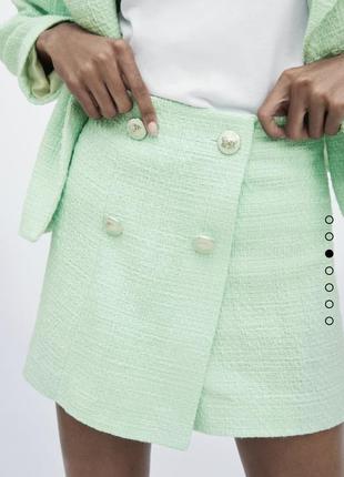 Пиджак zara юбка шорты твидовый костюм новая коллекция3 фото
