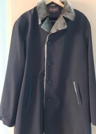 Стильна куртка, короткий чорний плащ з хутром чоловічий великий розмір dahli