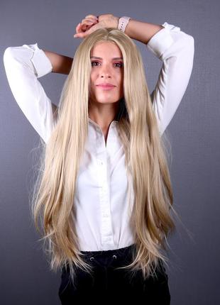 Парик zadira холодный бежевый блонд женский длинный прямой на сетке из термоволос
