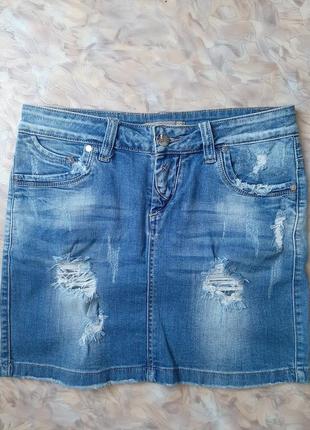 Юбка джинсовая рванка