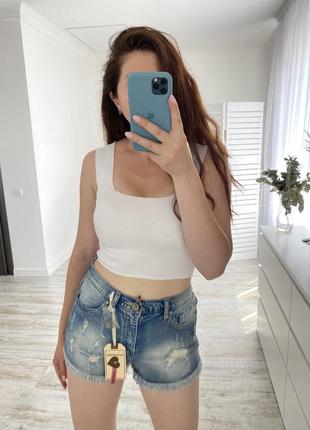 Джинсовые шорты высокая посадка 3