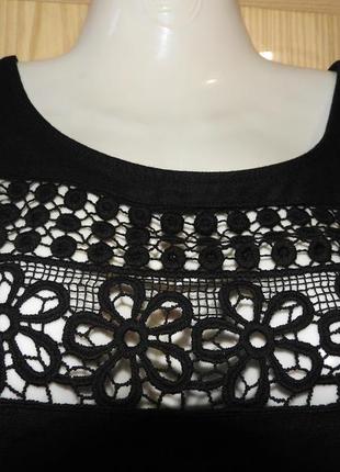 Next платье черное с кружевом лен р 40 новое с бумажной биркой сукня чорна3 фото