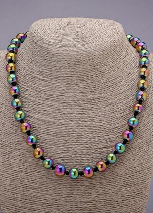 Бусы из камня гематит