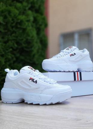 Женские кроссовки fila disruptor 2 белые с синим1 фото