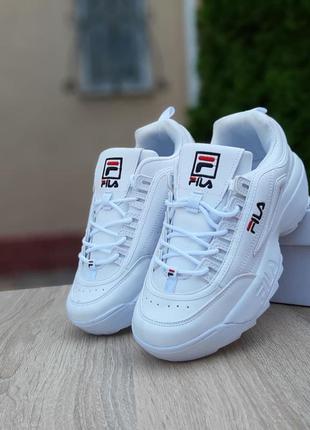 Женские кроссовки fila disruptor 2 белые с синим7 фото