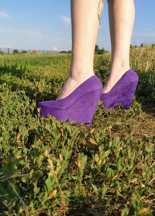 Фіолетові туфлі замшеві