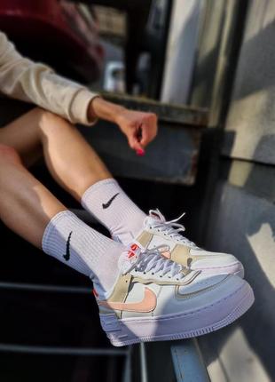 Женские кроссовки nike air force shadow white/peach6 фото