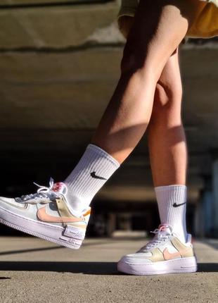 Женские кроссовки nike air force shadow white/peach8 фото